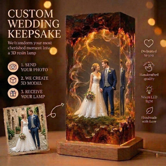Handmade Personalized Wedding Resin Lamp
