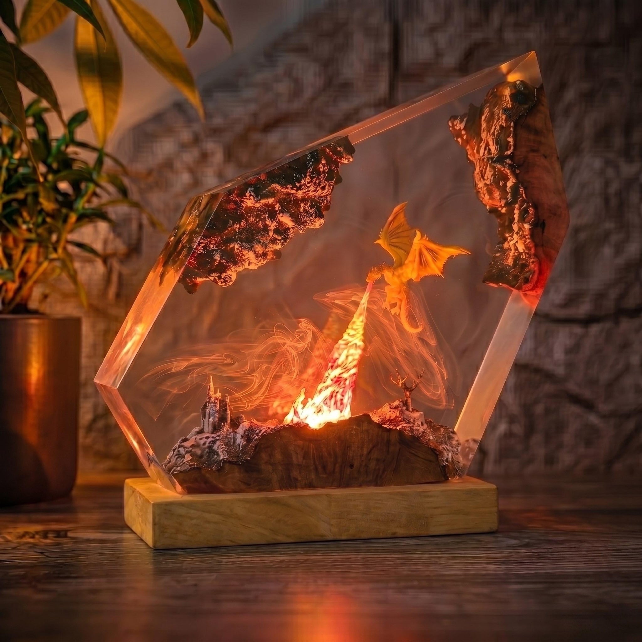 Fire Dragon Castle Resin Night Light - Unique Decor Home