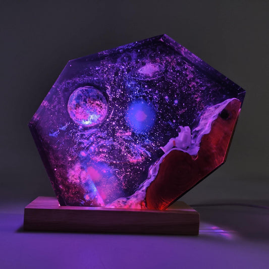 Hexagon Astronaut Galaxy Nebula Epoxy Resin Night Light Lamp