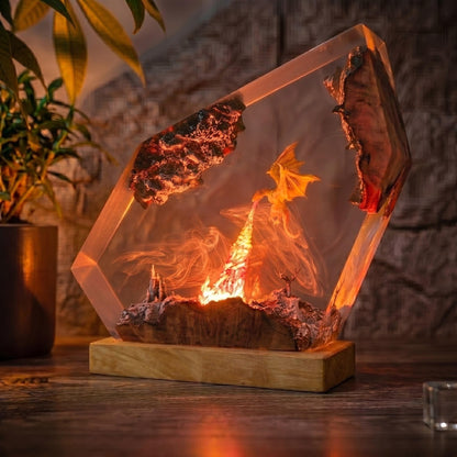 Fire Dragon Castle Resin Night Light - Unique Decor Home