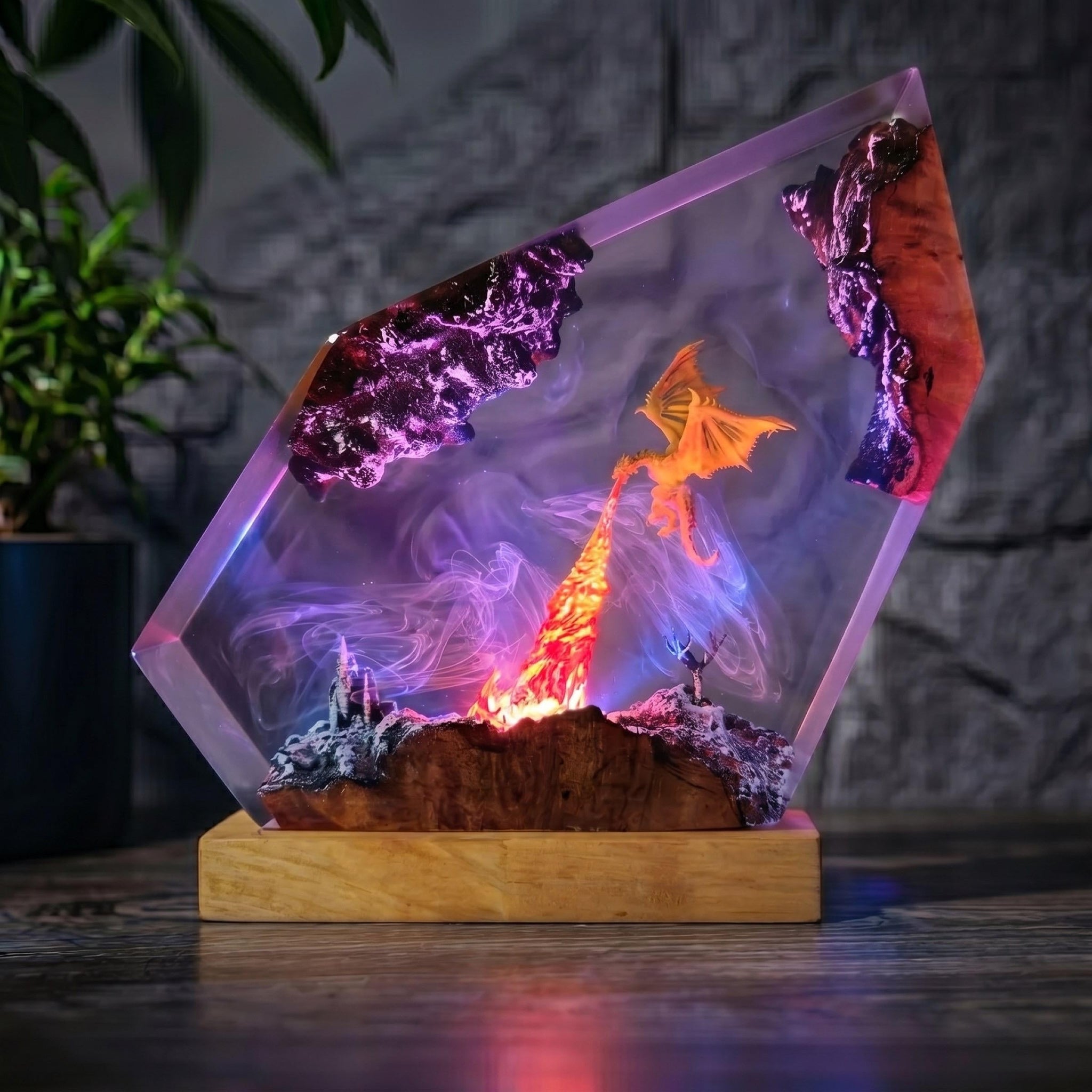 Fire Dragon Castle Resin Night Light - Unique Decor Home