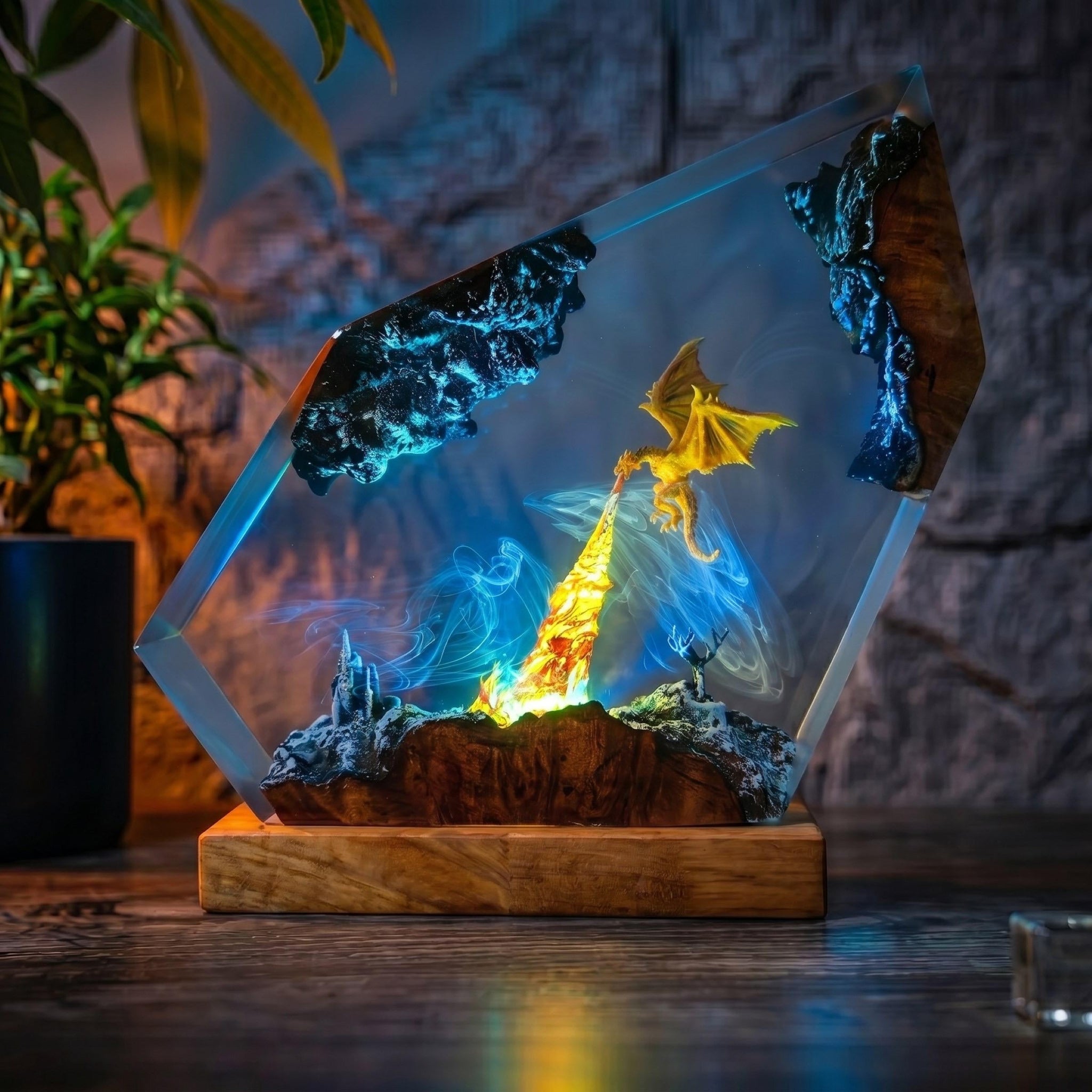 Fire Dragon Castle Resin Night Light - Unique Decor Home