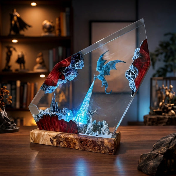 Ice Dragon Night Light  - Dragon Sculpture Lamp