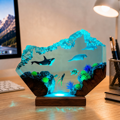 Manatee and Orca Resin Night Light