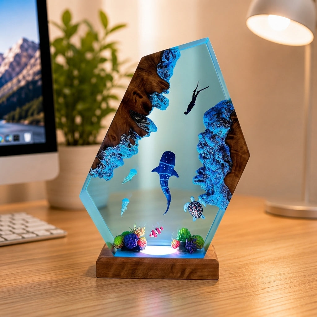 Whale shark and diver night light