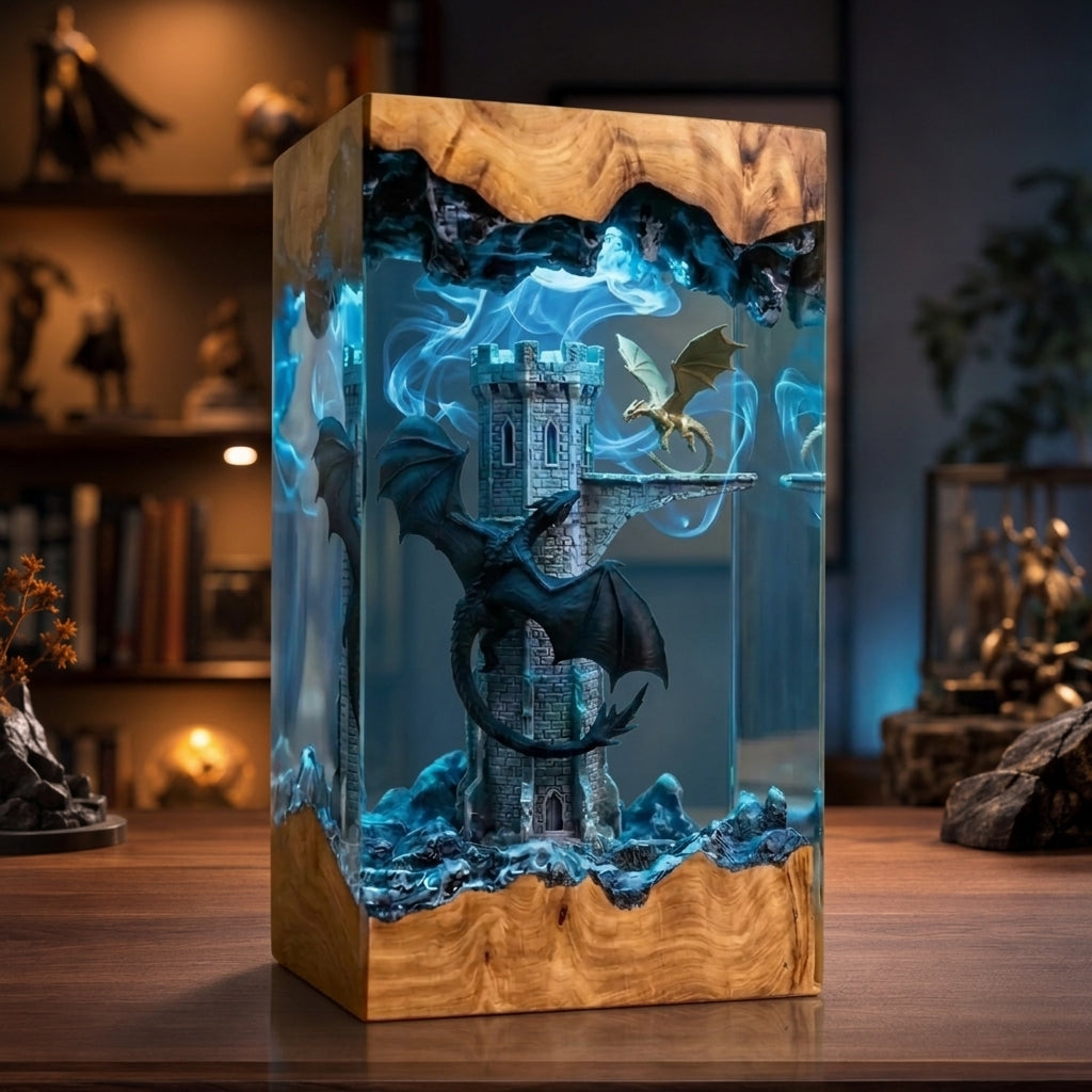 Tairn and Andarna Resin Lamp, Fourth Wing Inspired Dragon Decor