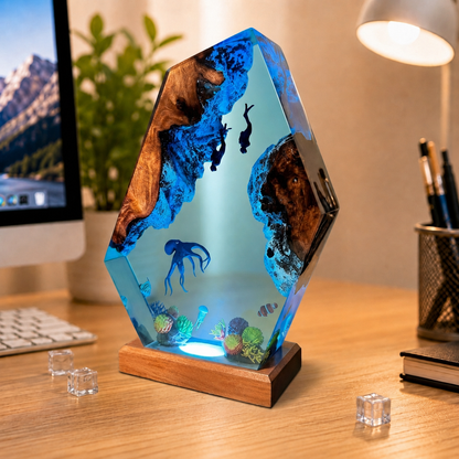 Octopus and Diver Night Light – Ocean Lamp