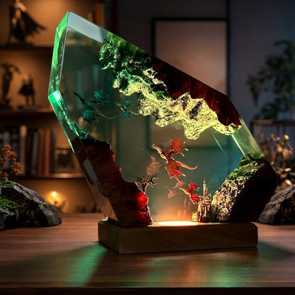 Ice Dragon VS Fire Dragon Lamp - Dragon sculpture Lamp