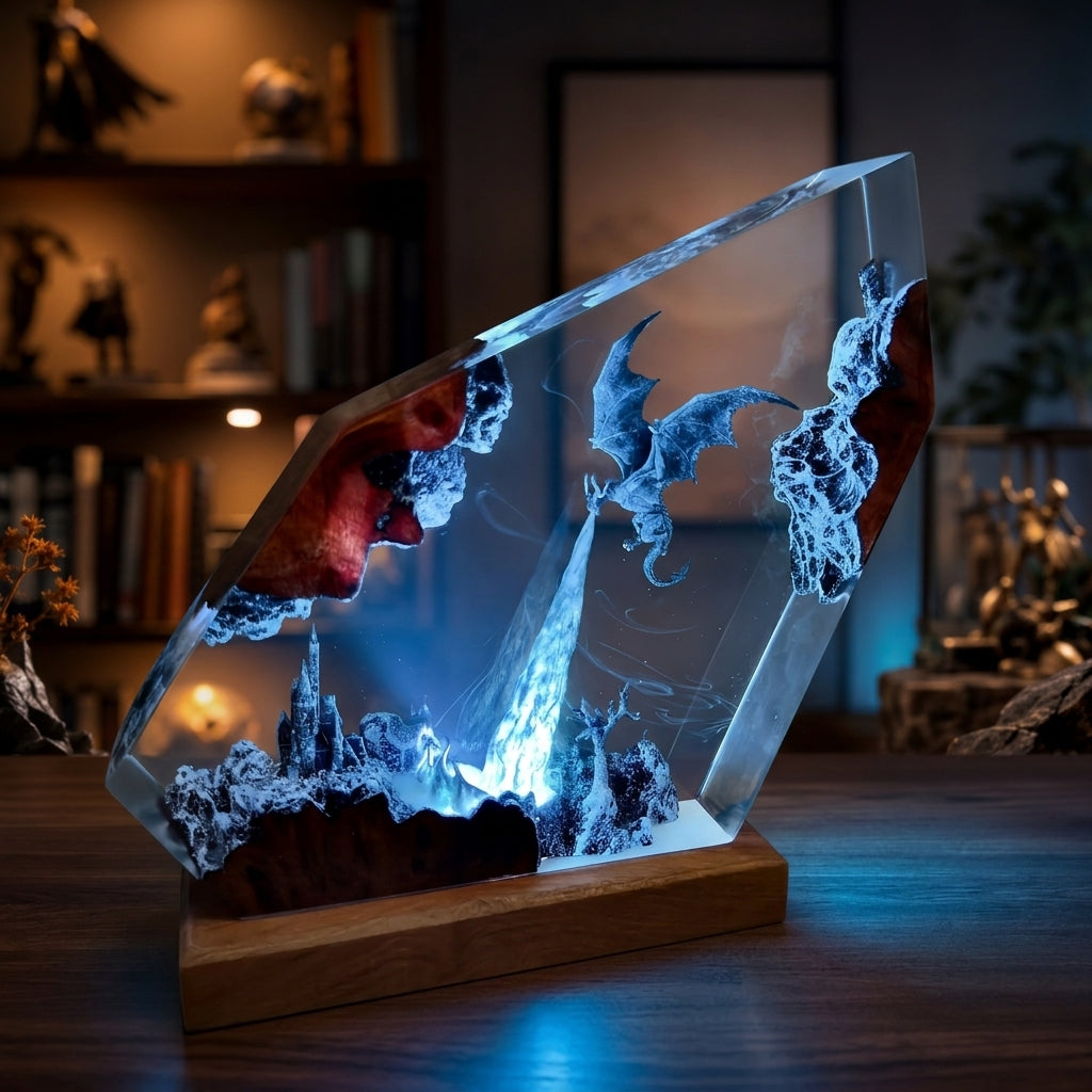 Ice Dragon Night Light  - Dragon Sculpture Lamp