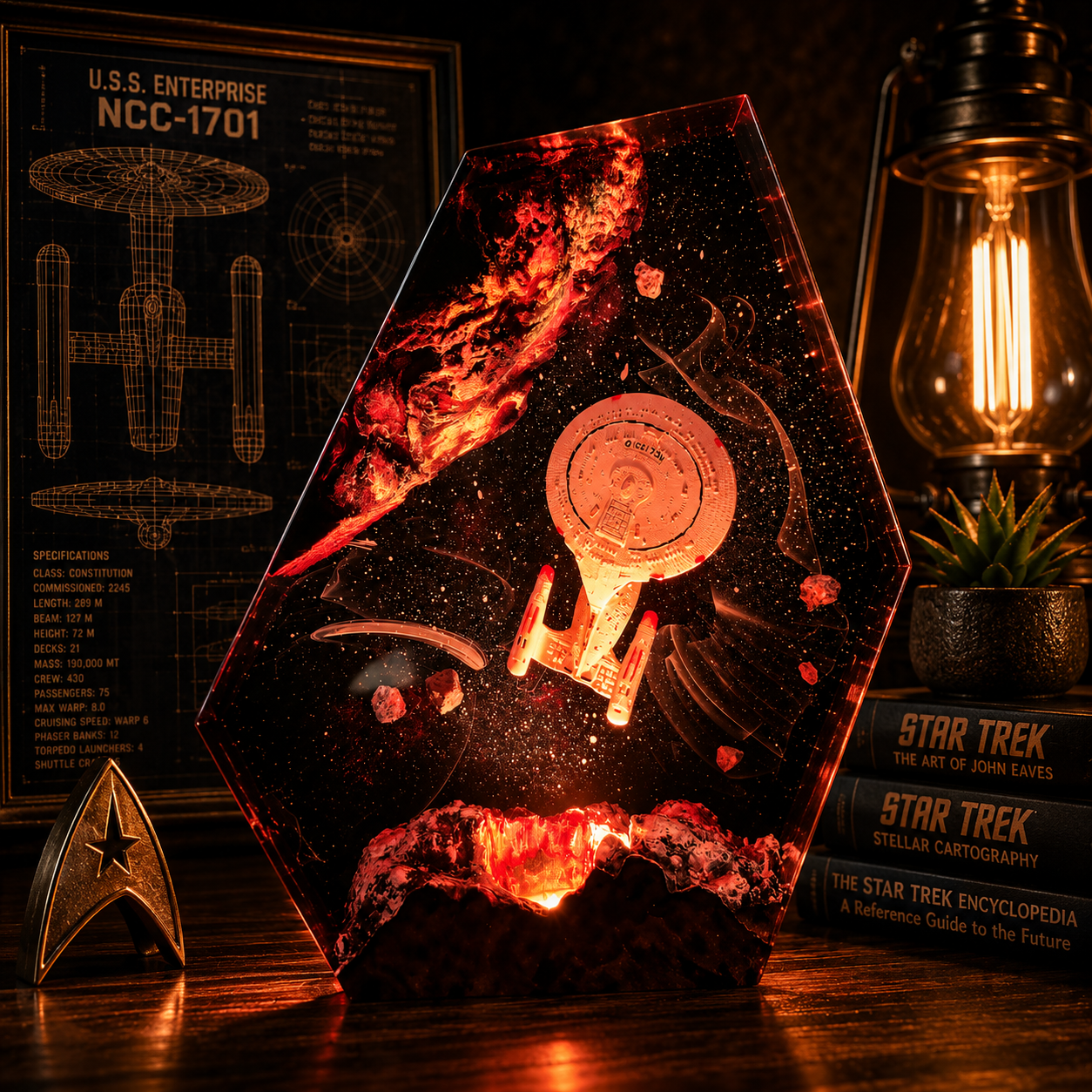 Star Trek USS Enterprise NCC-1701-D Lamp, Gift for Trekkie
