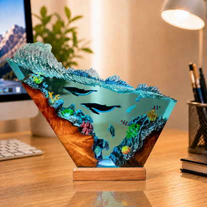 Ocean-themed night light, whale and sea turtle night light