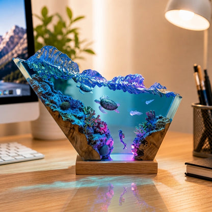 Diver and sea turtle night light - Ocean Night Light