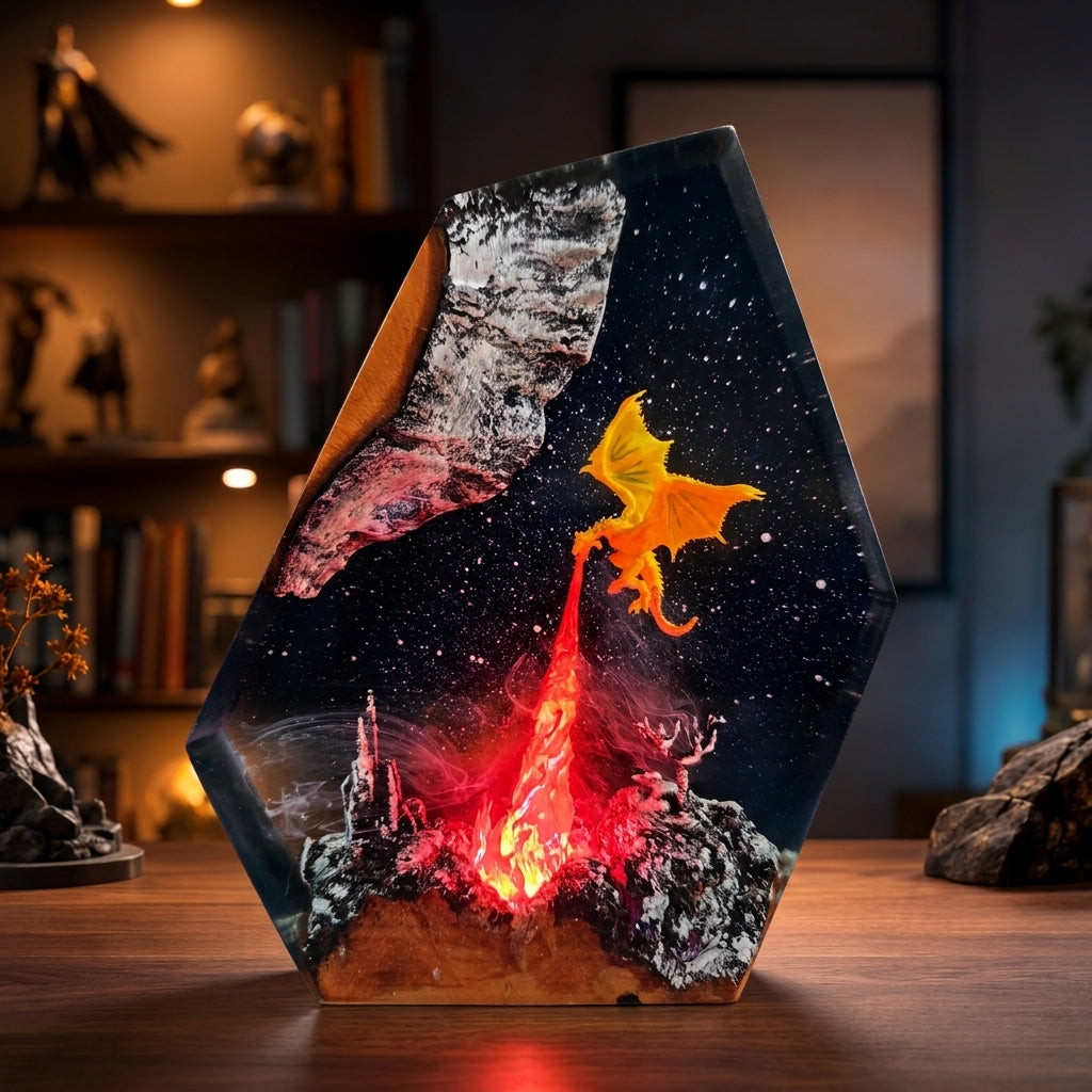 Fire Dragon Sculpture Night Light -  Dragon Sculpture Lamp
