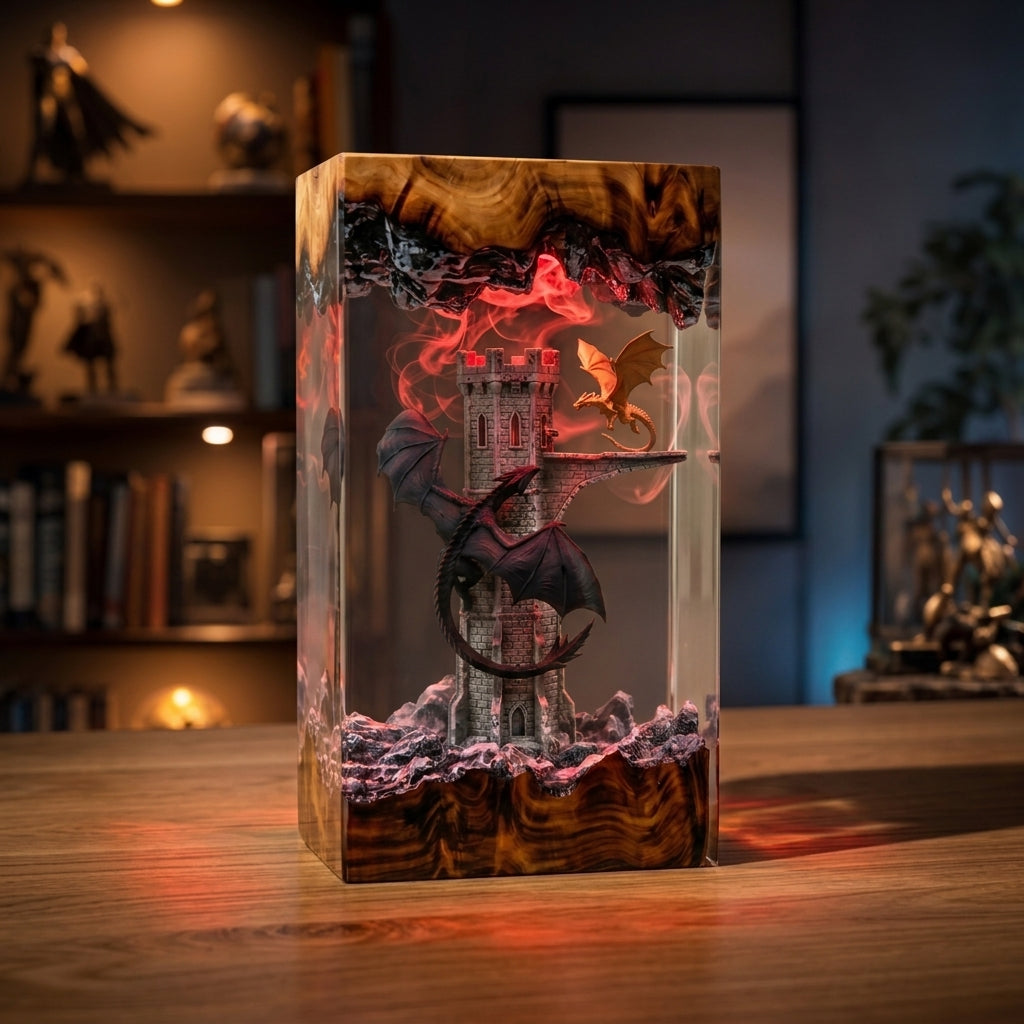 Tairn and Andarna Resin Lamp, Fourth Wing Inspired Dragon Decor
