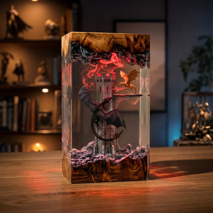 Tairn and Andarna Resin Lamp, Fourth Wing Inspired Dragon Decor