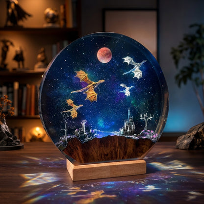 Ice Dragon & Fire Dragon Night Light - Dragon sculpture Gift
