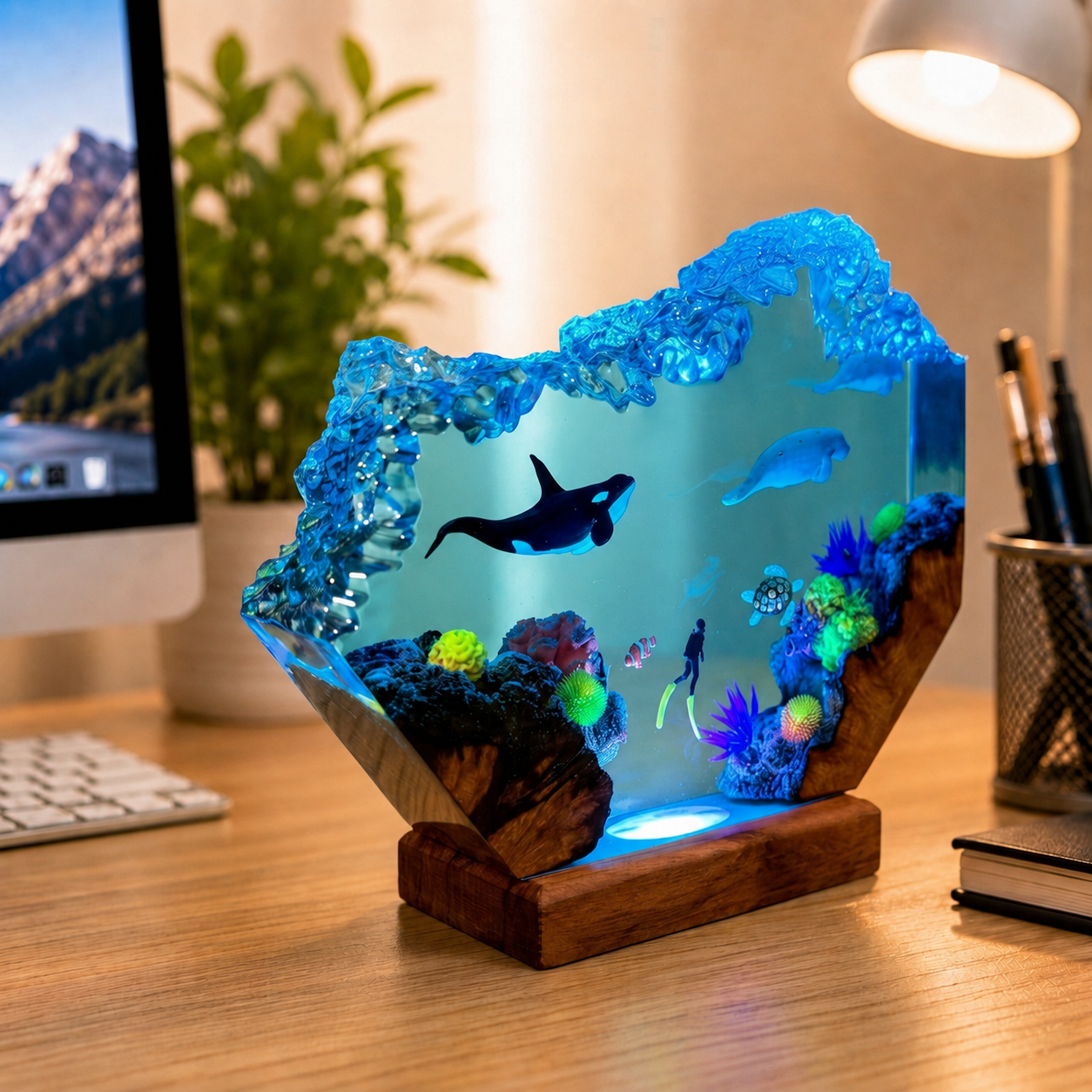 Manatee and Orca Resin Night Light