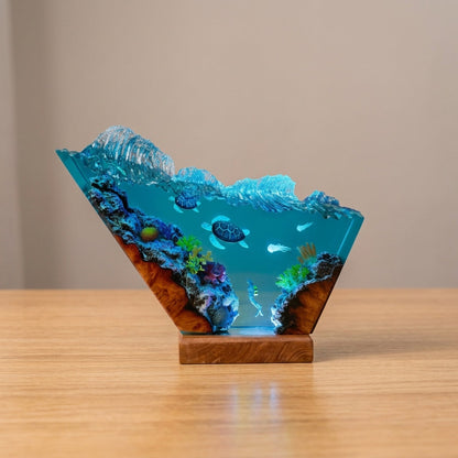 Diver and sea turtle night light - Ocean Night Light