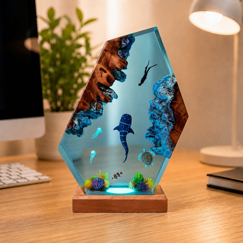 Whale shark and diver night light
