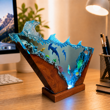 Mermaid and hammerhead shark nightlight -  Ocean Night Light