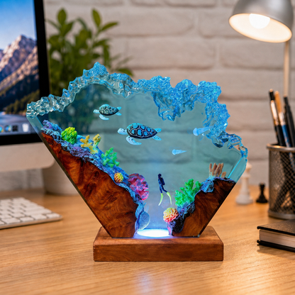 Sea turtle and diver night light