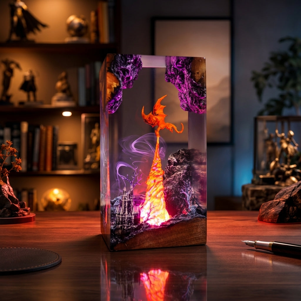 Fire Dragon Lamp - Dragon Sculptures Night Light
