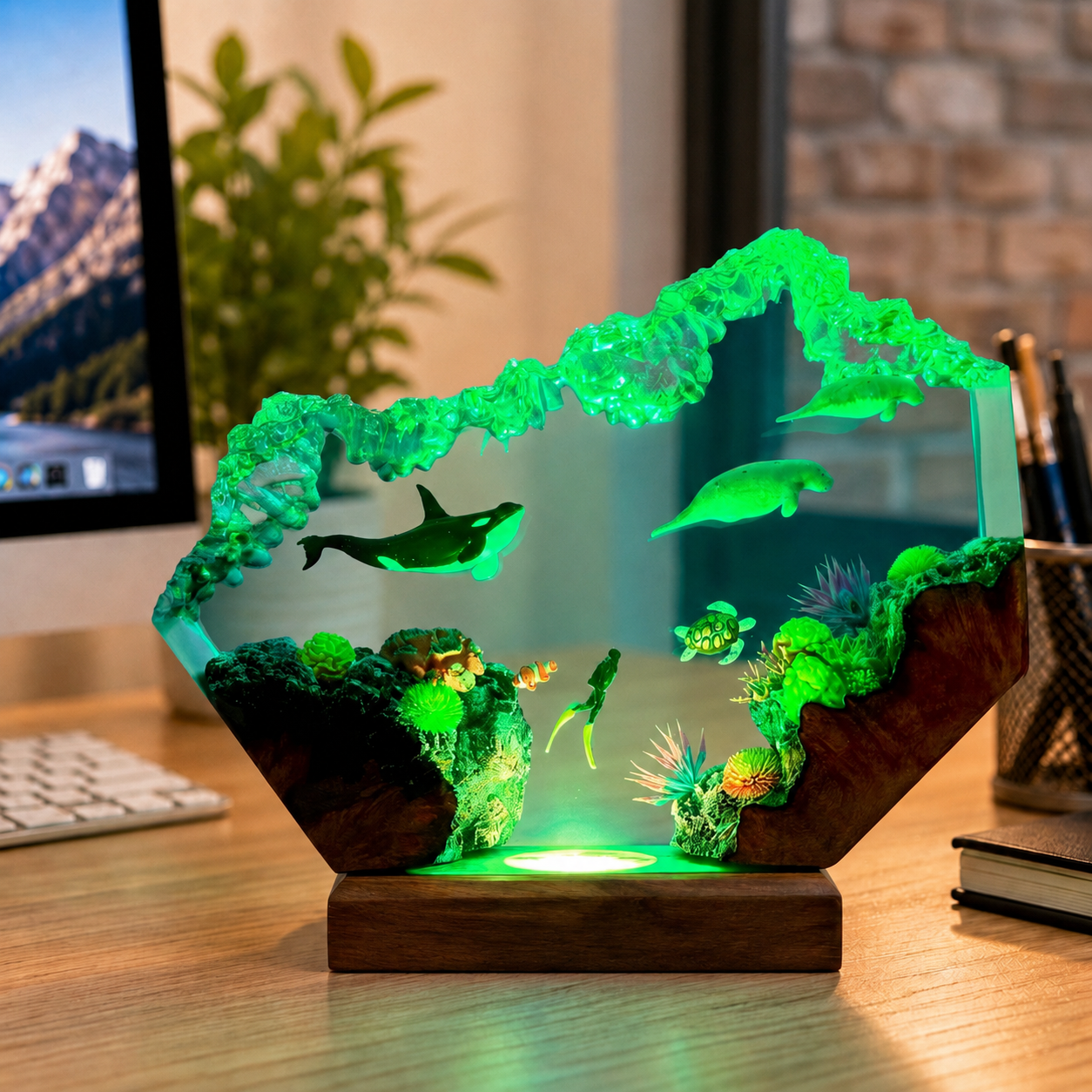 Manatee and Orca Resin Night Light
