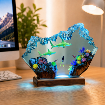 Shark and diver night light -  Ocean Night Light