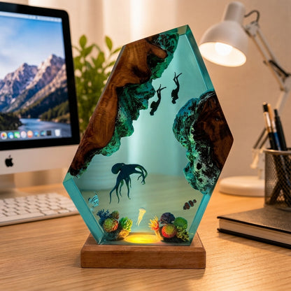 Octopus and Diver Night Light – Ocean Lamp