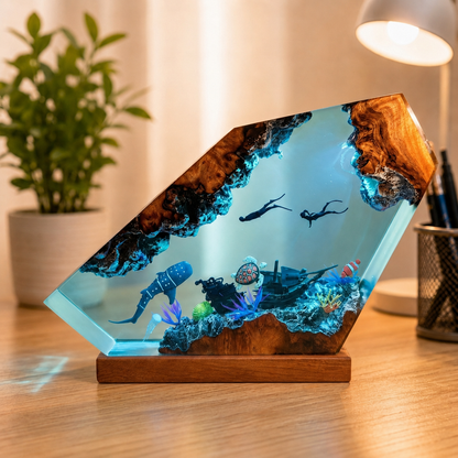 Whale Shark and Diver Night Light – Deep-Sea Ocean Lamp