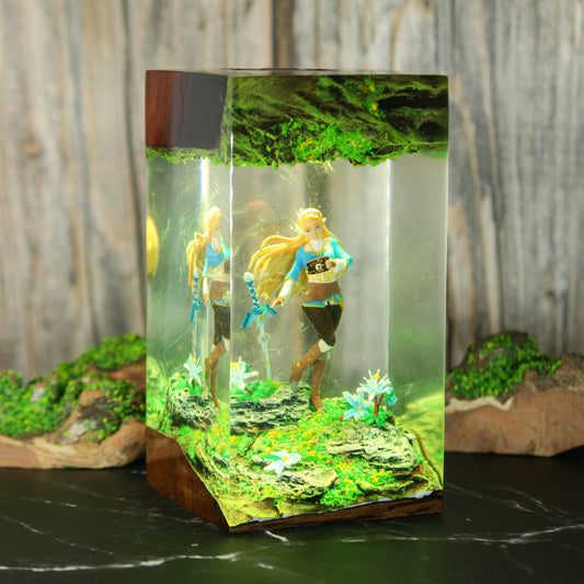 Princess Zelda Resin Lamp - Sheikah Slate Master Sword Cube Night Light