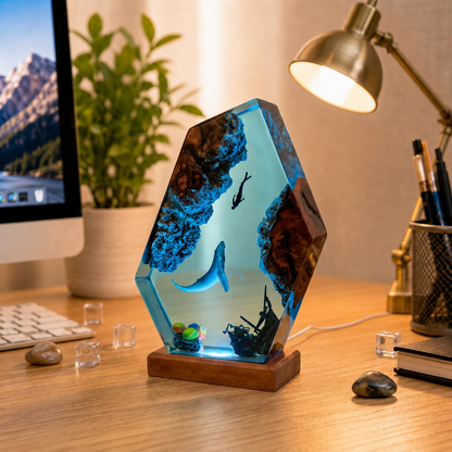 Humpback Whale and Diver Night Light – Ocean Lamp