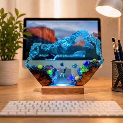 Manatee and Orca Resin Night Light