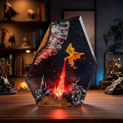 Fire Dragon Sculpture Night Light -  Dragon Sculpture Lamp
