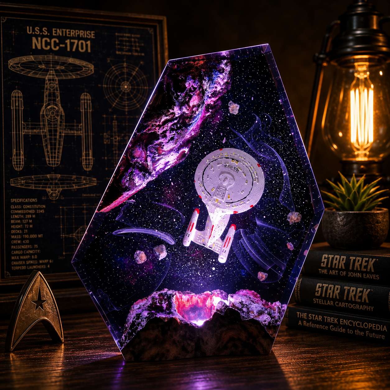 Star Trek USS Enterprise NCC-1701-D Lamp, Gift for Trekkie