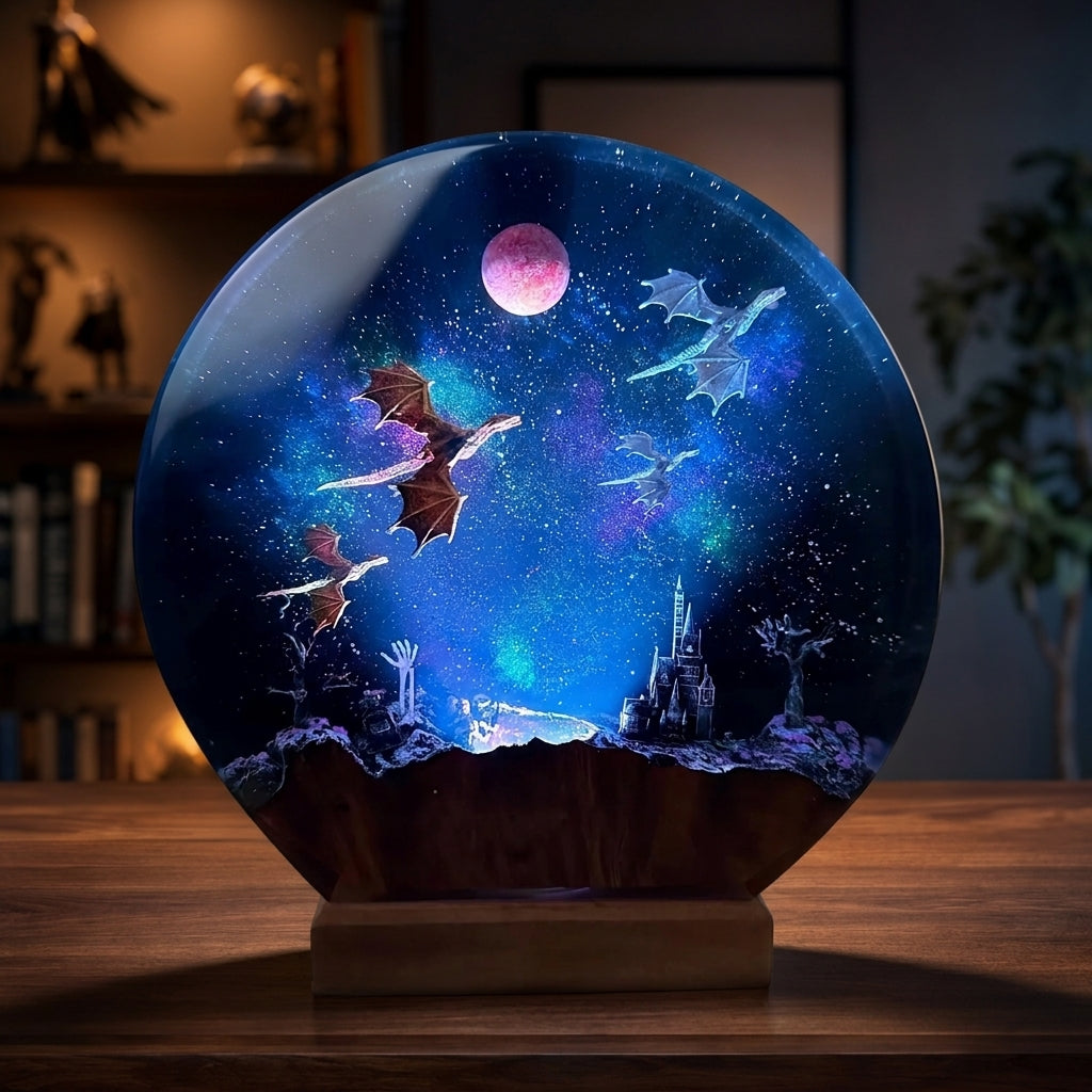 Ice Dragon & Fire Dragon Night Light - Dragon sculpture Gift