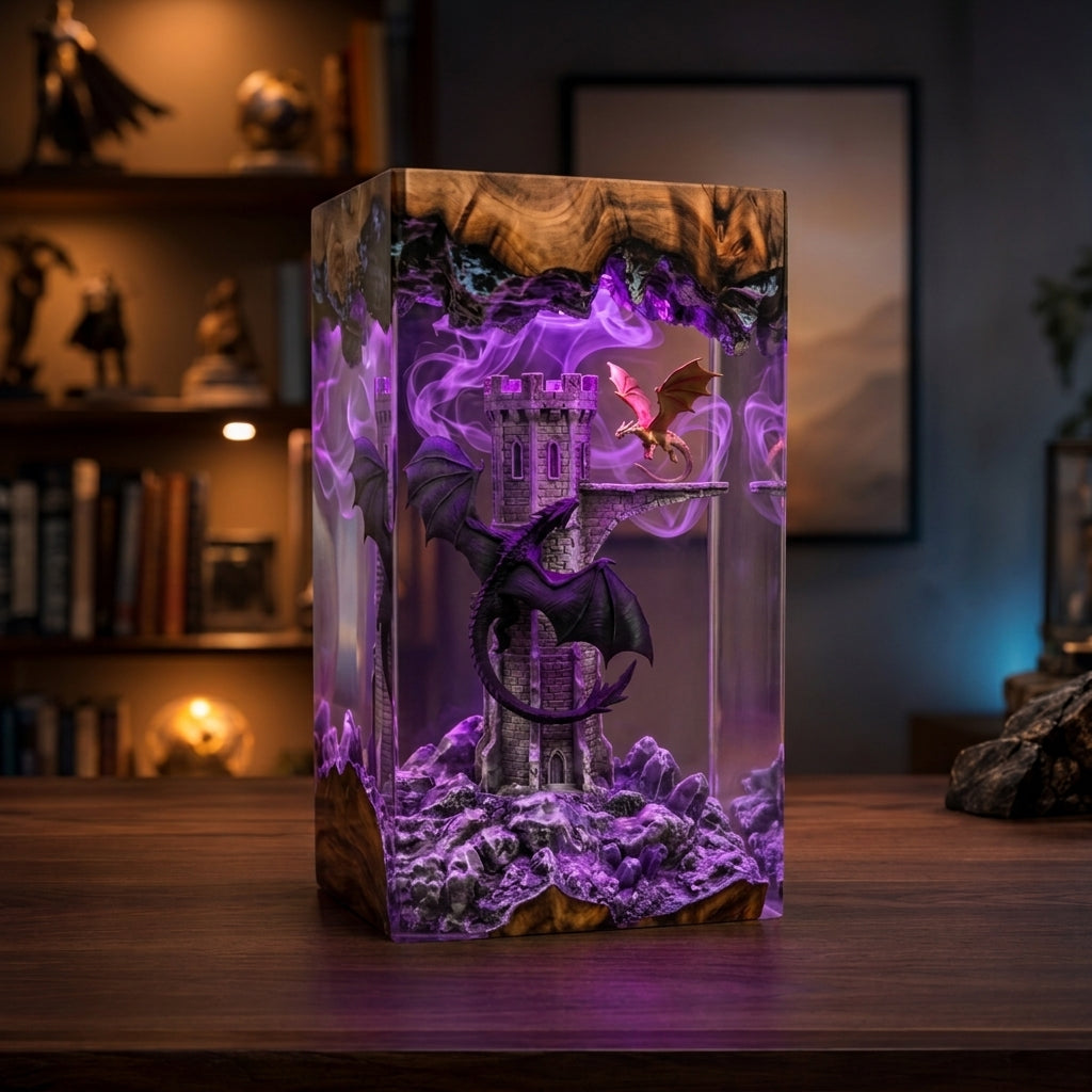 Tairn and Andarna Resin Lamp, Fourth Wing Inspired Dragon Decor