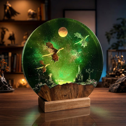 Fire Dragon and Ice Dragon Sculptures Night Light