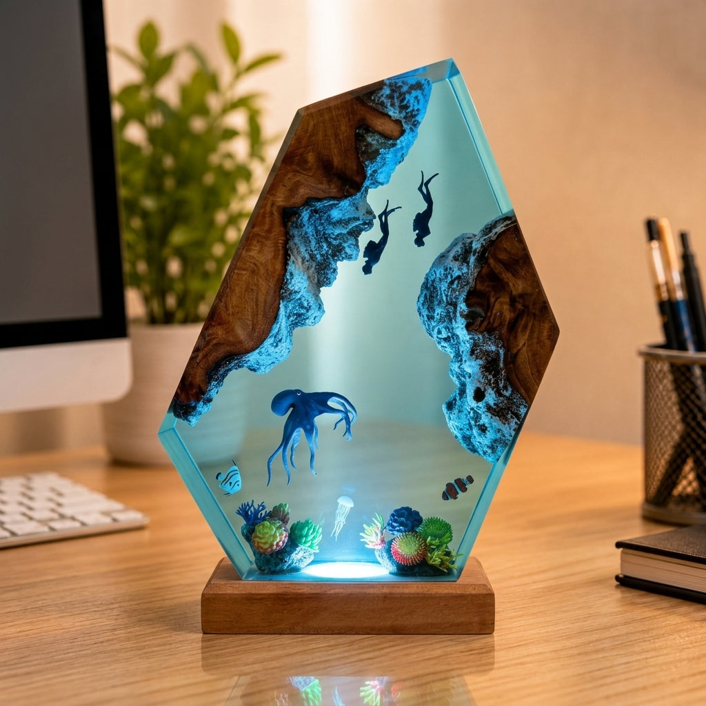 Octopus and Diver Night Light – Ocean Lamp