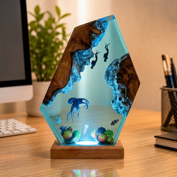 Octopus and Diver Night Light – Ocean Lamp