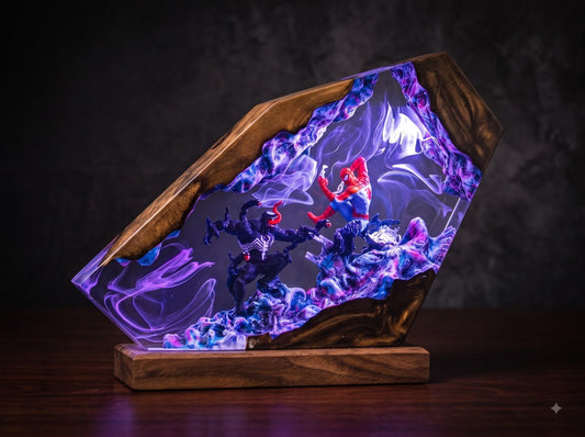 Spider-Man vs Venom Resin Lamp - Marvel Anime Night Light Room Decor