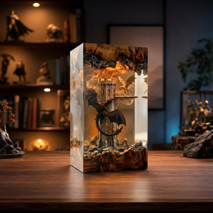 Tairn and Andarna Resin Lamp, Fourth Wing Inspired Dragon Decor
