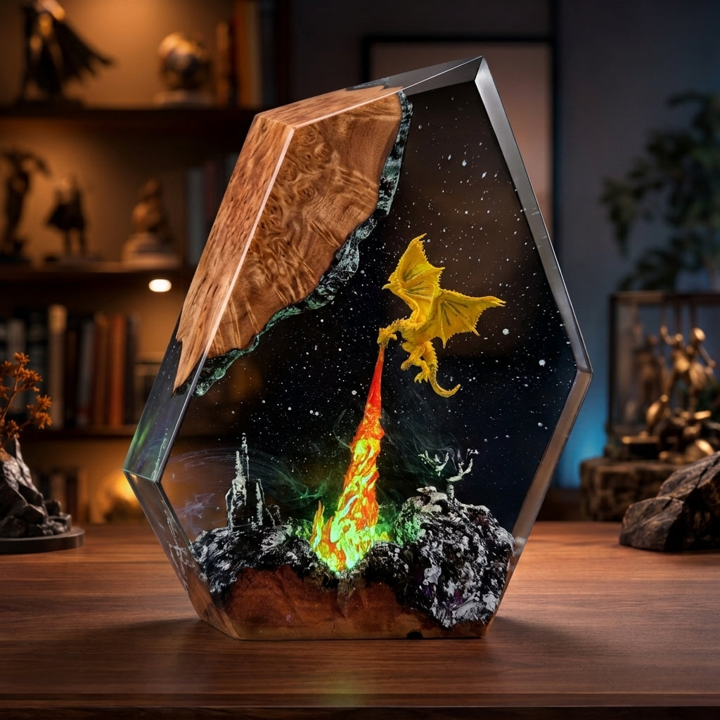 Fire Dragon Sculpture Night Light -  Dragon Sculpture Lamp