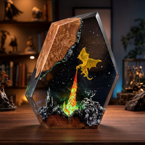 Fire Dragon Sculpture Night Light -  Dragon Sculpture Lamp