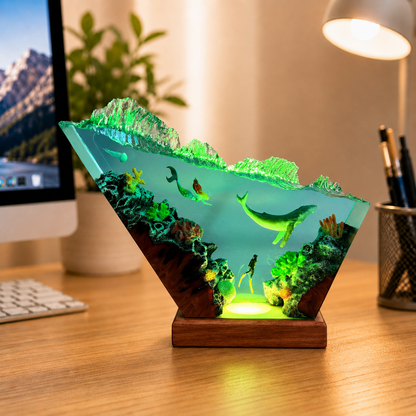 Mermaid and blue whale night light