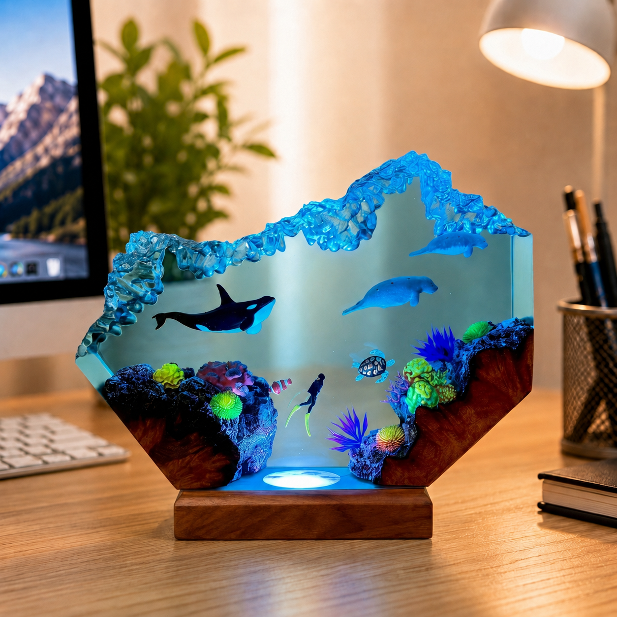 Manatee and Orca Resin Night Light