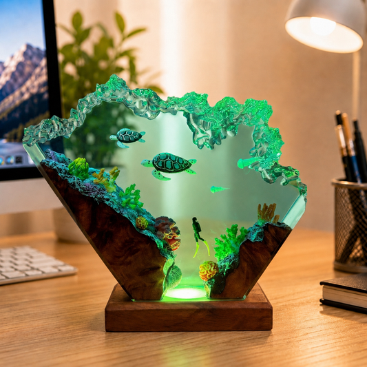 Sea turtle and diver night light