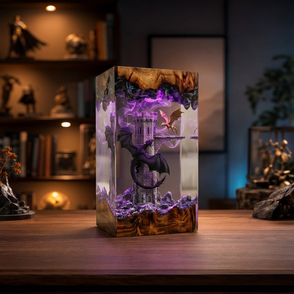 Tairn and Andarna Resin Lamp, Fourth Wing Inspired Dragon Decor
