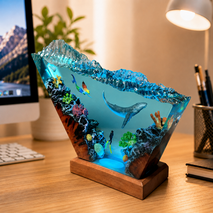 Mermaid and blue whale night light