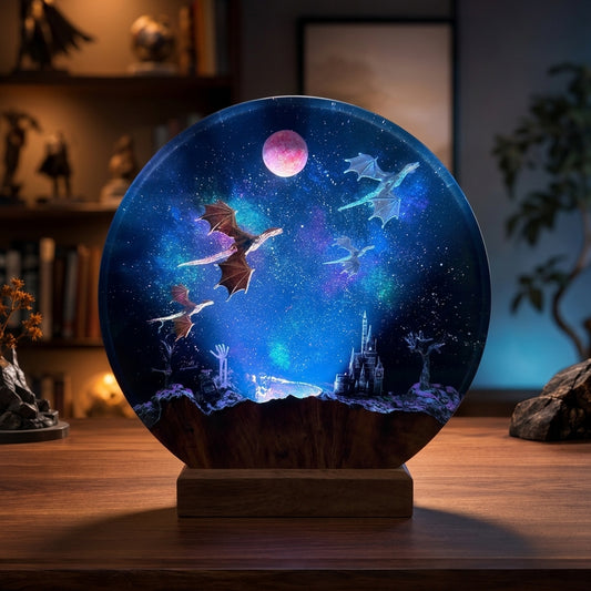 Ice Dragon & Fire Dragon Night Light - Dragon sculpture Gift